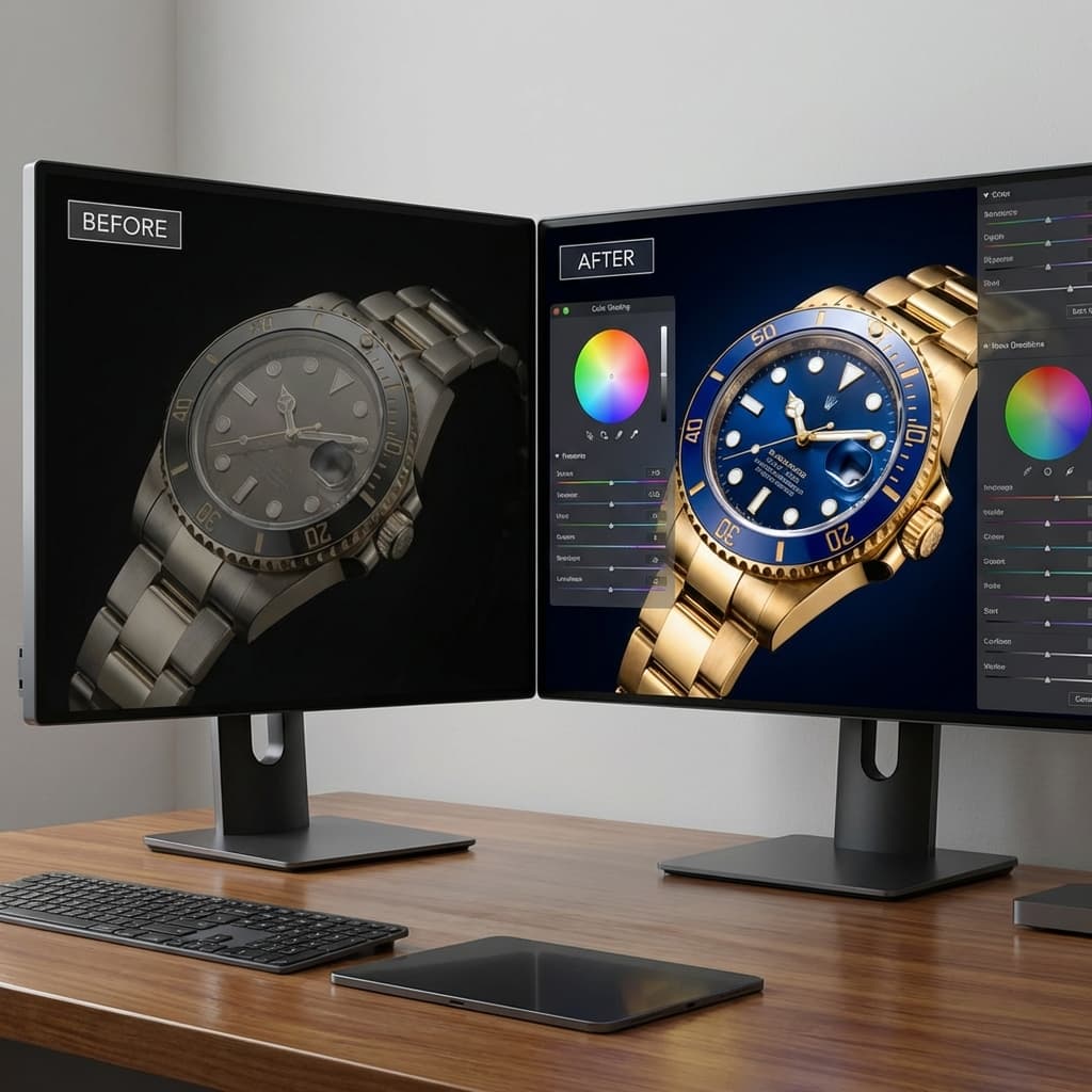 Accurate color correction and professional grading for product photography