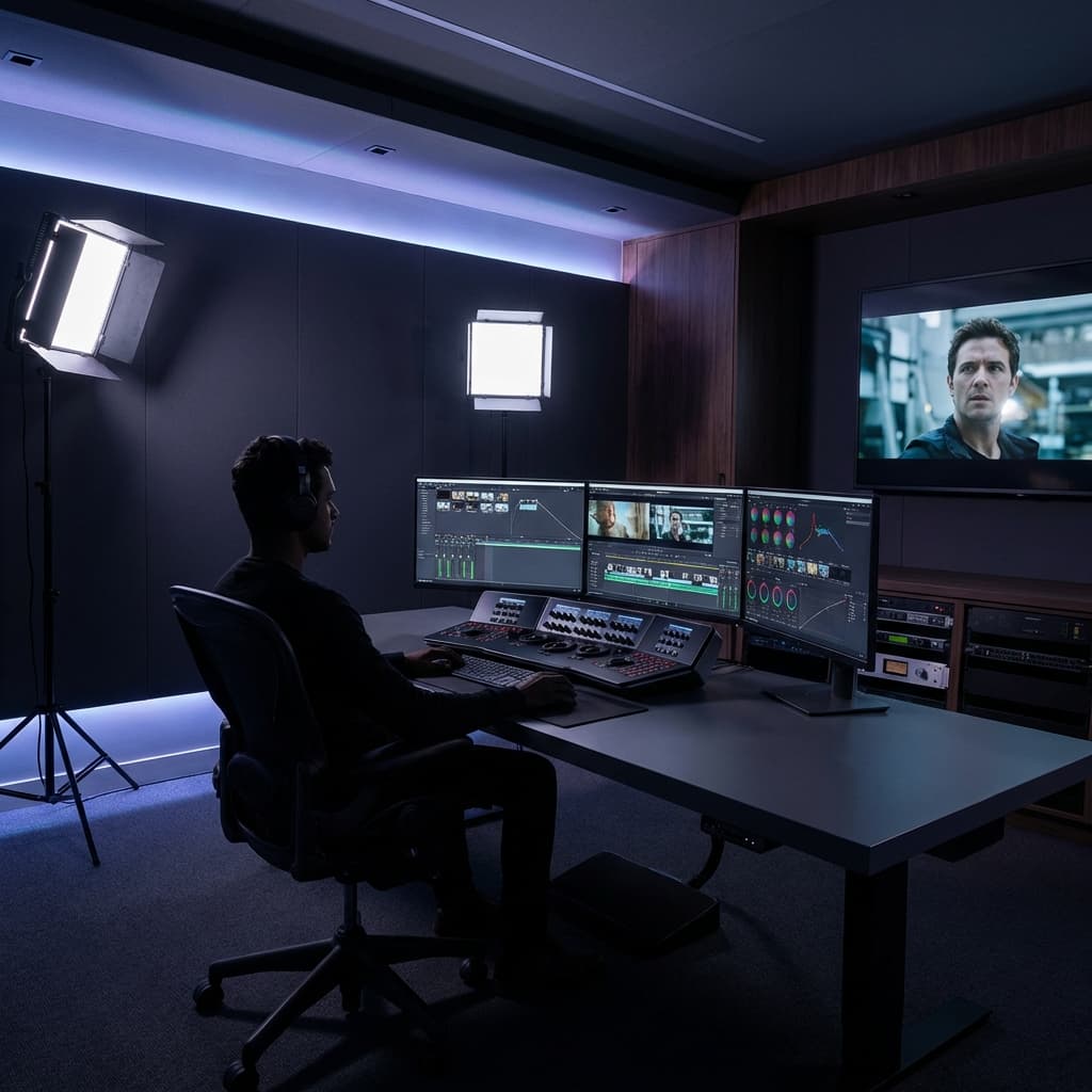 Professional video production and cinematic editing studio showcase